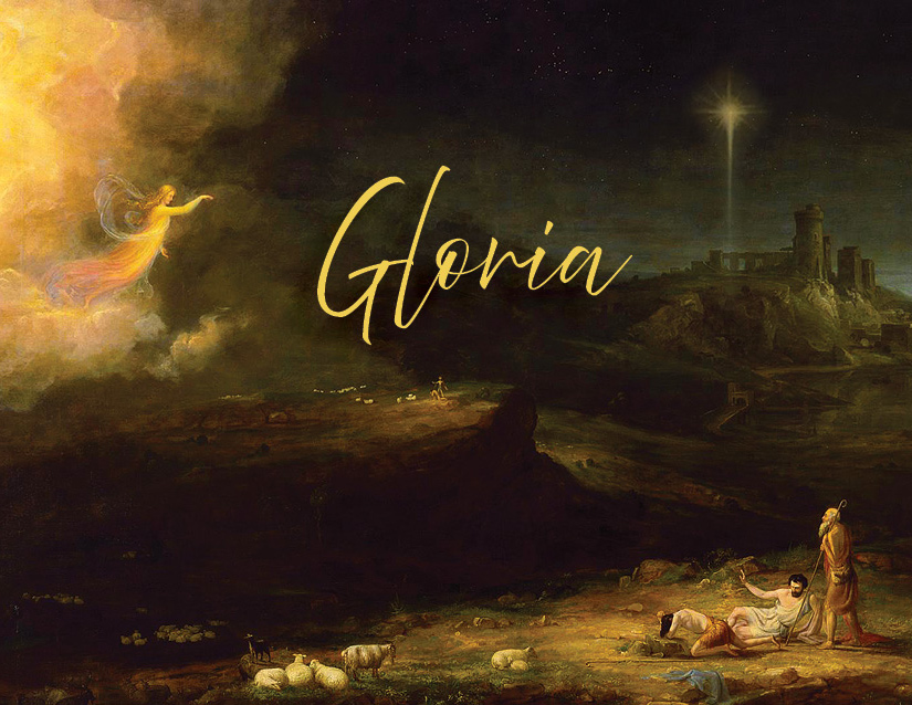 Angel Appearing to the Shepherds: Gloria card front