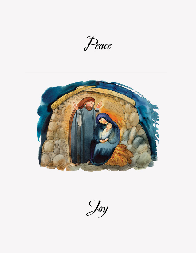 Watercolour Holy Family card front