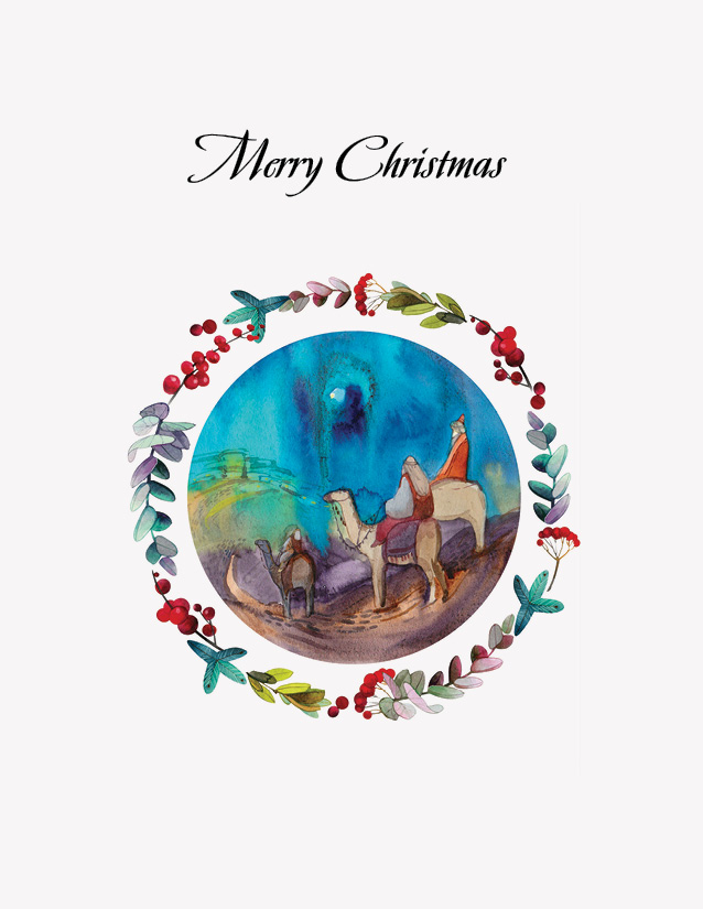 Watercolour Wise Men card front